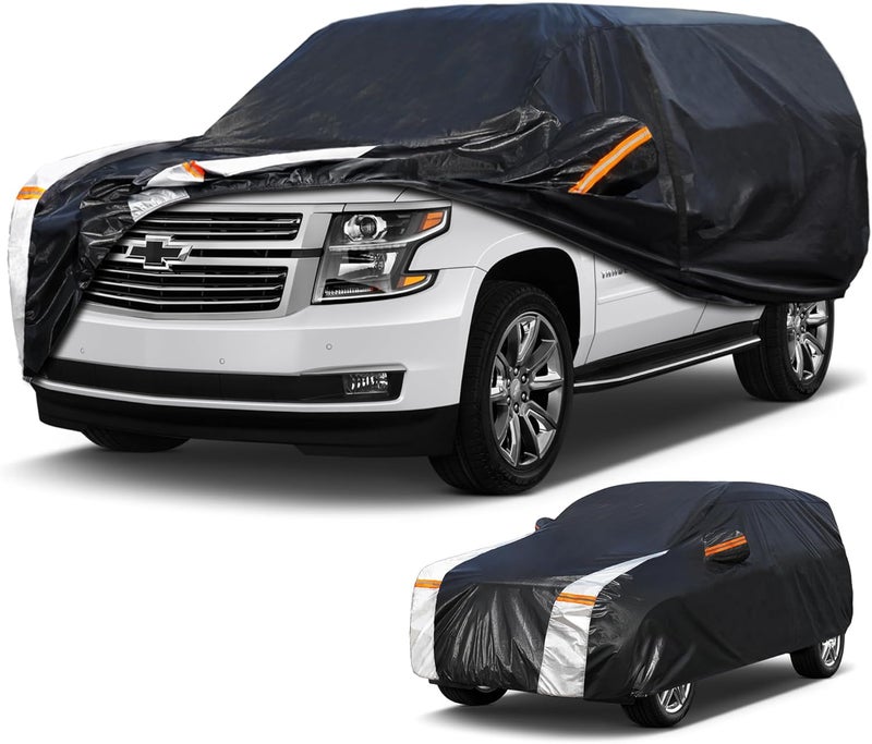 Cotryvox Large SUV Car Cover for Chevrolet Tahoe 100% Waterproof All Weather, Heavy Duty Outdoor Full Exterior Covers Rain Sun Wind UV Protection. - Image 1